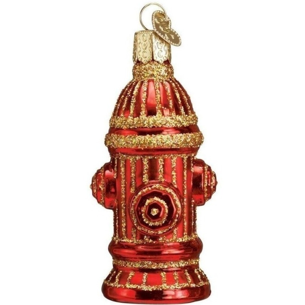 Old World Christmas Tree Fire Hydrant Ornament First Responder Glass‎ 32014